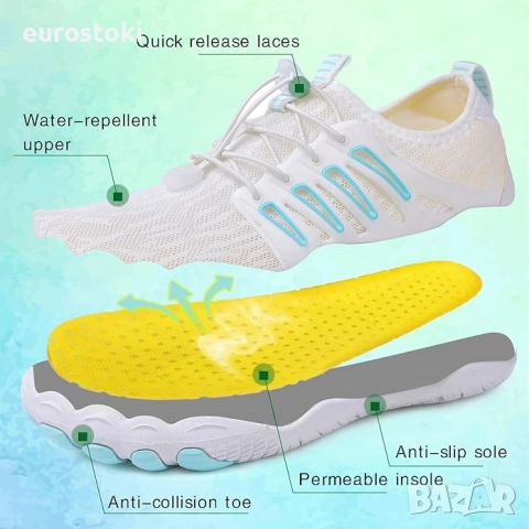 tqgold Боси обувки, летни обувки за плуване и фитнес, Бързосъхнещи аква обувки Дишащи неплъзгащи се , снимка 5 - Маратонки - 52298068