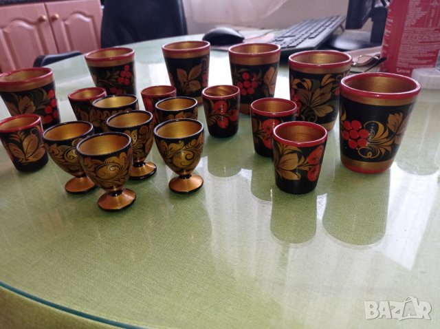Дървени чаши пълен комплект, снимка 3 - Колекции - 35257500