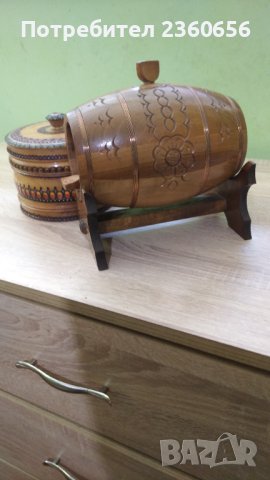 Дървено буре с дърворезба, снимка 3 - Декорация за дома - 43981959