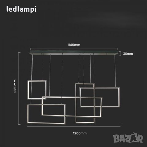 LED Полилей 45W Черен Топло Бяла Светлина, снимка 4 - Полилеи - 43732176