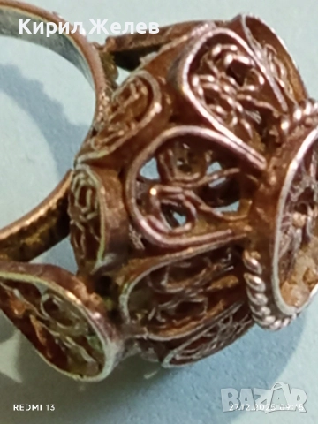 Старинен възрожденски стил сребърен пръстен филигранна изработка 52446, снимка 9 - Пръстени - 52909420