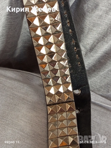 Дамски кожен колан с капси тип рокерски много красив 18602, снимка 4 - Колани - 51893956