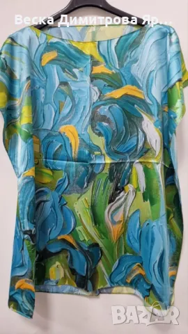 Луксозна плажна туника от 100% коприна – стил и комфорт за летните дни, снимка 5 - Туники - 49909005