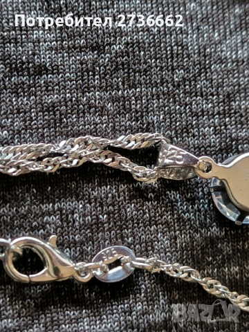 Сребърно колие с бял цирконий , снимка 3 - Колиета, медальони, синджири - 44898798