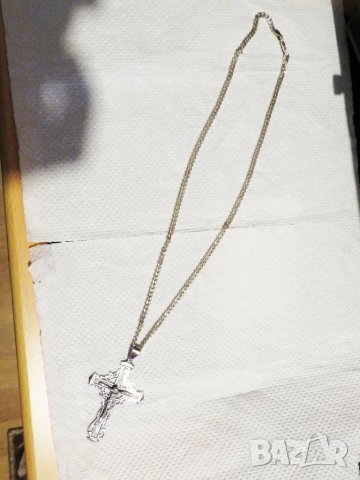 сребърен кръст разпятие Исус Христос, разпятие Христово, снимка 8 - Колиета, медальони, синджири - 32290893