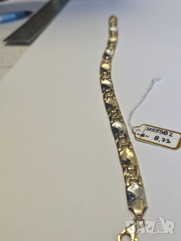 Мъжка гривна бяло и жълто злато 585/14к 8.73гр, снимка 2 - Гривни - 51664721