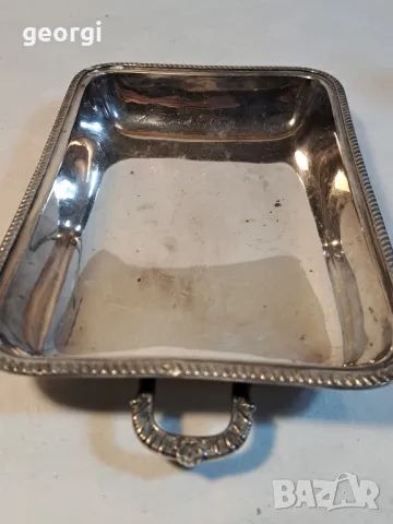 Ретро посребрена метална тавичка с дръжки 20/3, снимка 2 - Антикварни и старинни предмети - 49144189