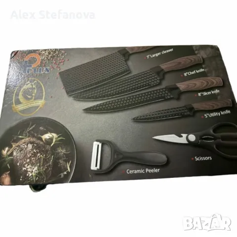 Стилен и практичен кухненски комплект ножове – 6 части, снимка 5 - Прибори за хранене, готвене и сервиране - 49241110
