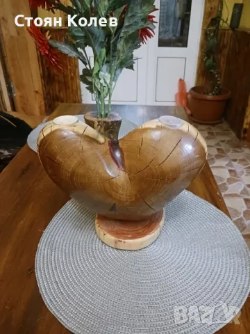 Дървено сърце свещеник , снимка 3 - Декорация за дома - 38246639