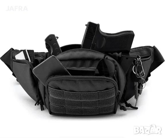 Тактическа Чанта за Кръста + 2 Нашивки и Карабинер Подарък - MOLLE, Водоустойчива, Персонализиране, снимка 10 - Чанти - 48646400