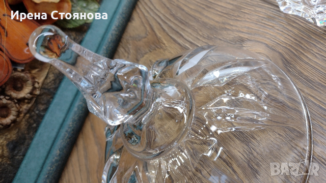Голяма захарница или бонбониера с капак, кристалин., снимка 5 - Декорация за дома - 44872928