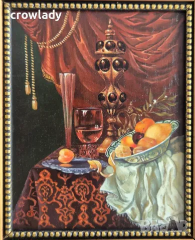 Ева Богданова Димитрова Натюрморт Уникална миниатюра 1990те години , снимка 2 - Картини - 47874731