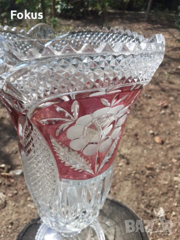 Голяма кристална ваза Бохемия, снимка 2 - Антикварни и старинни предмети - 50919191