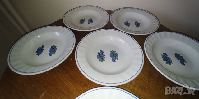 6 бр. чинии за супа със син кант, снимка 5 - Чинии - 39921111