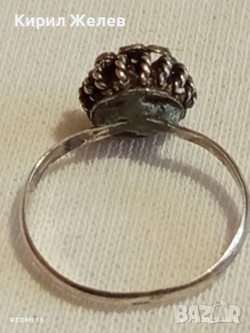 Изящен старинен сребърен пръстен флорален мотив ръчна изработка висока проба сребро 52468, снимка 7 - Пръстени - 52691867