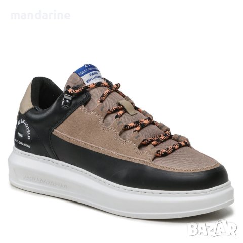 KARL LAGERFELD № 42 🍊 Мъжки кожени спортни обувки "BLACK & BEIGE" нови с кутия, снимка 5 - Спортно елегантни обувки - 43024137