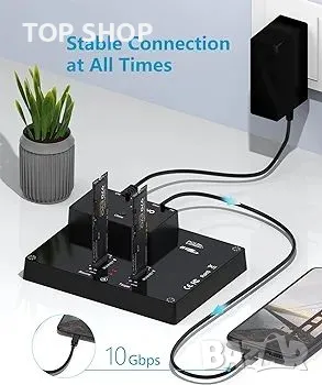 MAIWO K3015P Portable Dual Bay M.2 NVME докинг станция, тип C10Gbps NVME SSD, снимка 4 - Дънни платки - 48791903