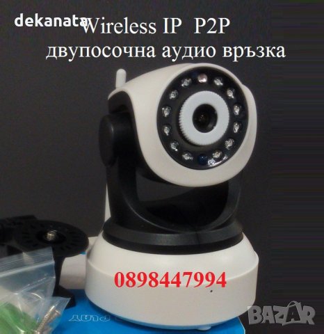 Wifi Безжична Lan Ip Pan-Tilt P2P camera видеонаблюдение с нощно виждане, снимка 1 - IP камери - 28702640