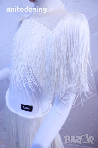 Бяла рокля с ресни за латино танци, снимка 7 - Детски рокли и поли - 44029662