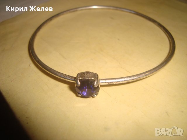 СТАРА ПОСРЕБРЕНА РЕТРО СТИЛ СКЪПОЦЕННА АР НУВО НЕЖНА ГРИВНА с ЮВЕЛИРНО ФАСЕТИРАН АМЕТИСТ 27915, снимка 3 - Антикварни и старинни предмети - 37116417