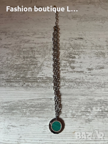Синджир от неръждаема стомана на марката Visson със зелен кръг с блестящи камъчета като висулка 💚, снимка 2 - Колиета, медальони, синджири - 52378143