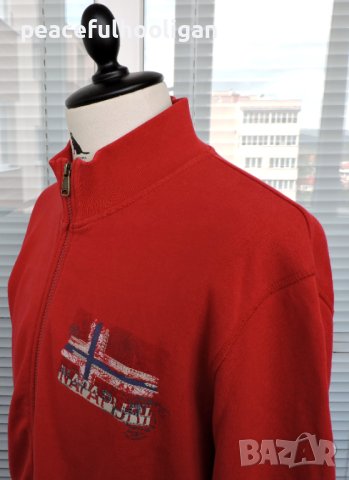 Napapijri Men's Red Long Sleeve Full Zipped Casual Track Jacket  - мъжко горнище размер L, снимка 5 - Суичъри - 43252709