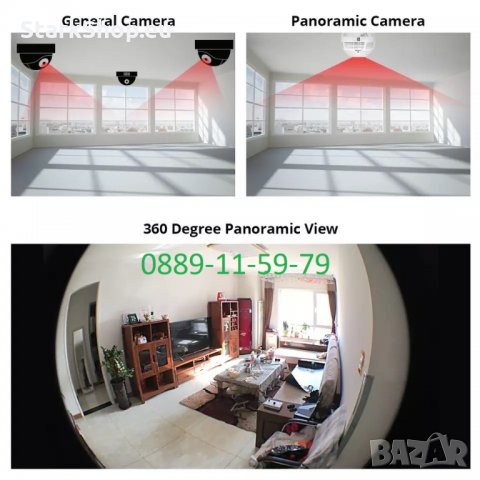 WiFi Панормана камера за видеонаблюдение тип крушка, снимка 3 - HD камери - 28783918