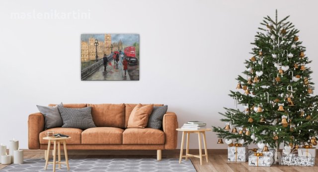 Дъждовен Лондон маслена картина , снимка 3 - Картини - 42133831