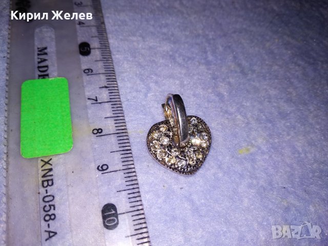 СКЪПОЦЕННА СЪРЦЕВИДНА АРТ НУВО СТИЛ СРЕБЪРНА ОБЕЦА СРЕБРО 925 с ФАСЕТИРАНИ ЦИРКОНИ 25829