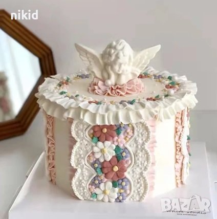 Ангел дете на лакти силиконов молд форма декорация торта фондан шоколад гипс кръщене, снимка 6 - Форми - 33315607