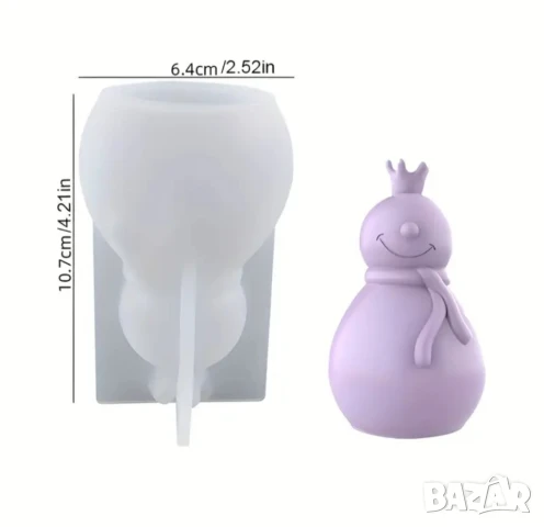 Молд снежен човек с коронка, снимка 2 - Форми - 51290889