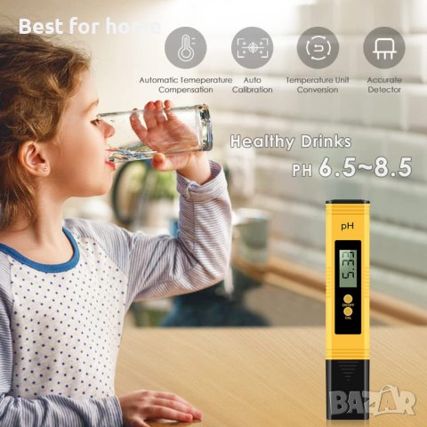 Цифров PH тестер 0.01 PH метър с висока точност за вода, 0-14 PH измервателен диапазон , снимка 4 - Други стоки за дома - 40445607
