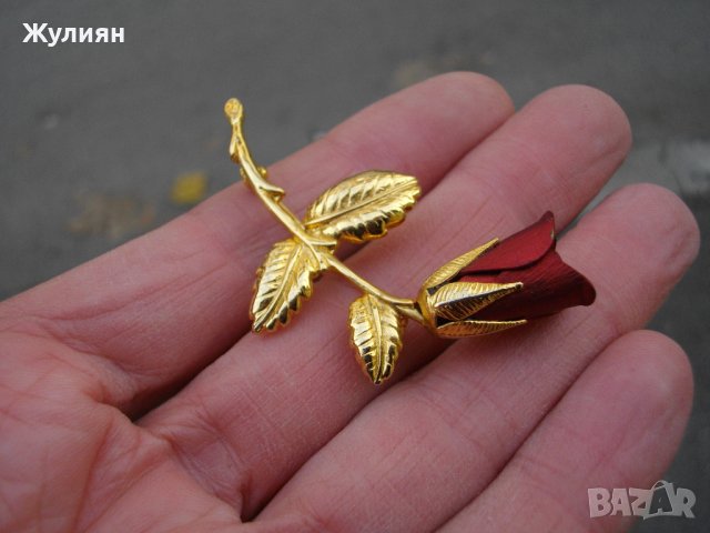 СТАРА БРОШКА РОЗА GREENWICH, снимка 3 - Антикварни и старинни предмети - 43351880