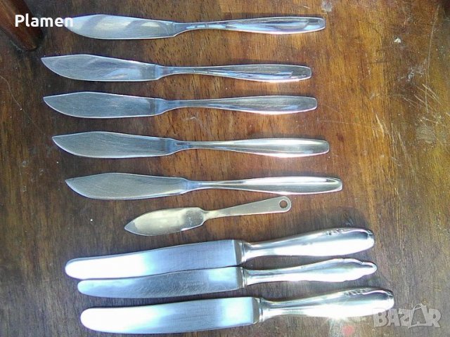9 ножа 1 за скариди 3 за разрязване и 5 за риба