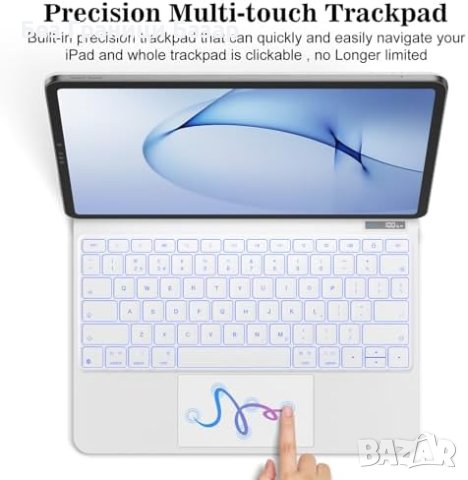 Нова GOKOCO Магнита Bluetooth Кейс-Клавиатура за iPad 12.9", Защитна, Светеща, снимка 3 - Калъфи, кейсове - 43567500