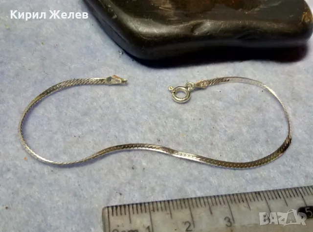 НЕЖНА ЛЕНТОВИДНА МАРКОВА СРЕБЪРНА ГРИВНА СРЕБРО 925 K. C ITALY с БЯЛА ПОЗЛАТА 20965, снимка 2 - Гривни - 49605949