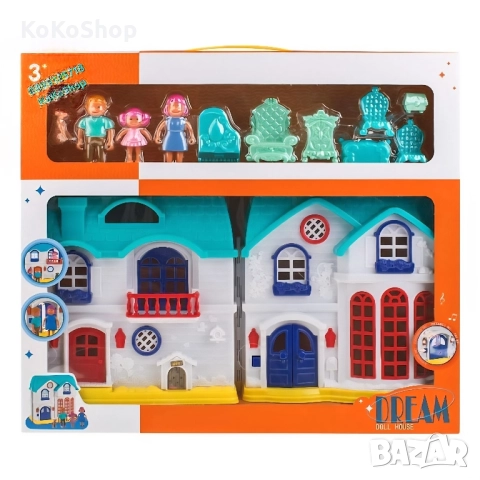 Къща за кукли/ къща със семейство кукли и обзавеждане