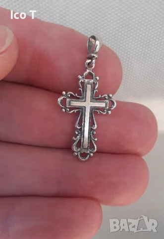 сребърен кръст, снимка 3 - Колиета, медальони, синджири - 50838296