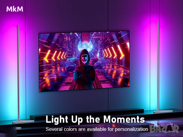 Две LED ъглови лампи с приложение и дистанционно, синхрон с музика, снимка 8 - Лед осветление - 52449292