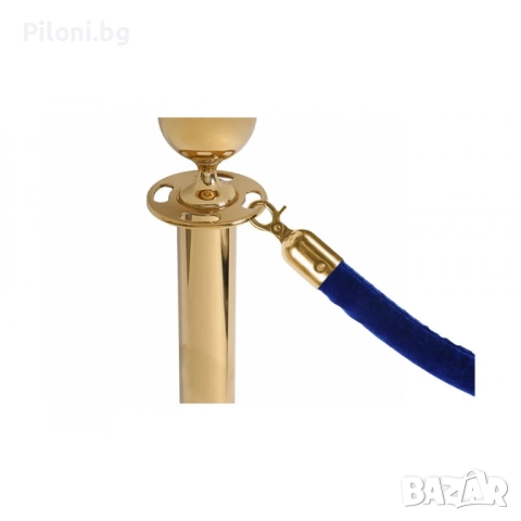 Комплект два златисти ограничителни пилона със синьо въже, снимка 3 - Друго търговско оборудване - 52811104