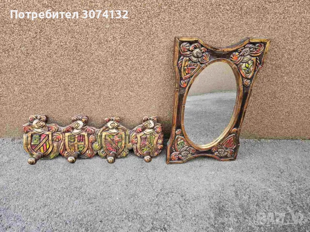 Испанска ръчно рисувана закачалка за стена с дърворезба, снимка 5 - Закачалки - 49245733