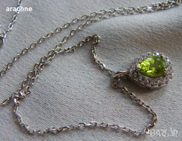 Сребърно колие с оливин и топази, снимка 4 - Колиета, медальони, синджири - 43327744