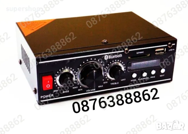 Мощен мини стерео усилвател SN-777BT Bluetooth/USB/FM, снимка 5 - Ресийвъри, усилватели, смесителни пултове - 39661788