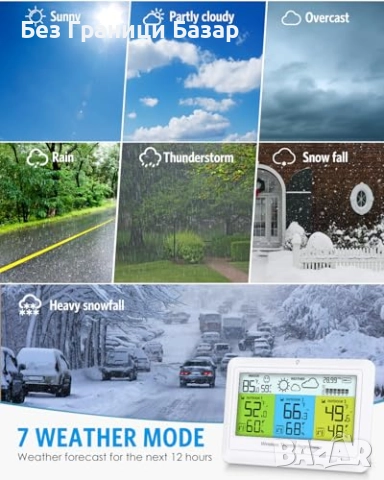 Нова Домашна метеостанция с барометър, вътрешна и външна температура, снимка 6 - Друга електроника - 51684168