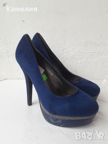 Сини обувки на ток, №38, снимка 6 - Дамски обувки на ток - 29696408