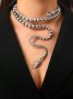 👑 💗 Жестоко Колие във Формата на Змия с Огъващ се Ефект в Сребристо КОД : е368💗 👑 💋 , снимка 1 - Колиета, медальони, синджири - 43868302