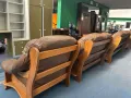  100325 кожен холов диван 2ка 130 см + диван 3ка 200см + фотьойл / холна гарнитура / ретро / тъмно к, снимка 5