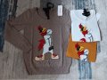 Пуловер финно плетиво с принт бухал,коте и петел в различни цветове, снимка 4