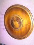 Дървена чиния за стена религиозна тематика-метални нишки Фи-25см, снимка 1