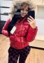 Дамско спортно яке с лисица червено Монклер, снимка 1 - Якета - 27122981